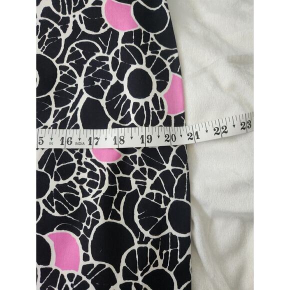 Etcetera pencil skirt black/white/pink floral print button detail sz 10 career - Picture 9 of 10